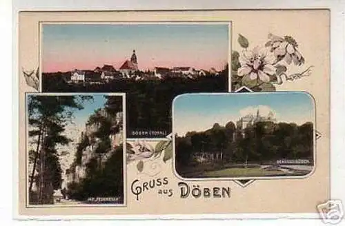 00491 Ak Lithographie Gruss aus Döben um 1910