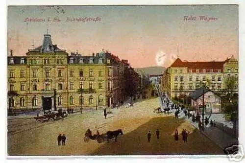 00317 Ak Zwickau in Sa. Bahnhofstrasse Hotel Wagner1912