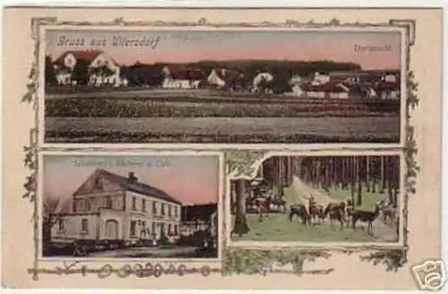 00397 Ak Gruß aus Ullersdorf Bäckerei und Cafe 1907