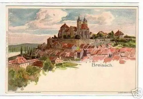 00216 Ak Lithographie Breisach Totalansicht um 1900