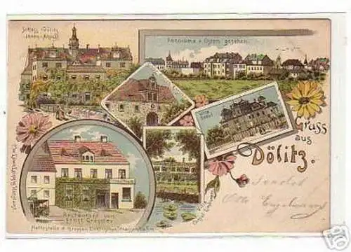 00300 Ak Lithographie Gruss aus Dölitz Gasthof usw.1900