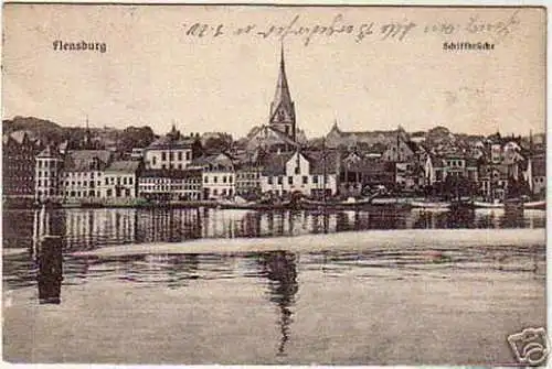 00245 Ak Flensburg Schiffbrücke 1912