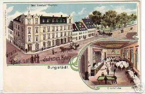 00116 Ak Gruss aus Burgstädt Gasthaus um 1900