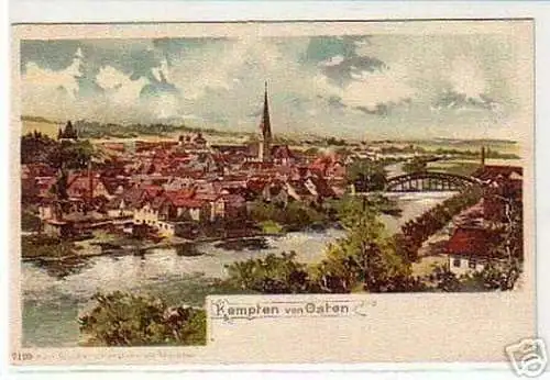 00170 Ak Lithographie Kempten von Osten um 1900