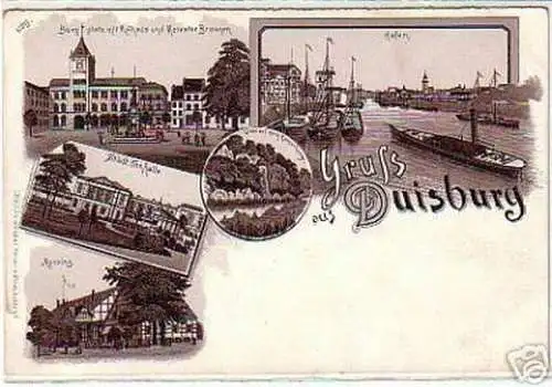 00178 Ak Lithographie Gruss aus Duisburg um 1900