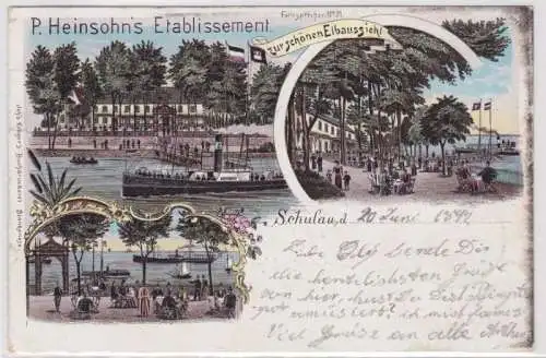 98776 Ak Lithographie Schulau P. Heinsohns Etablissement zu schönen Elbaussicht