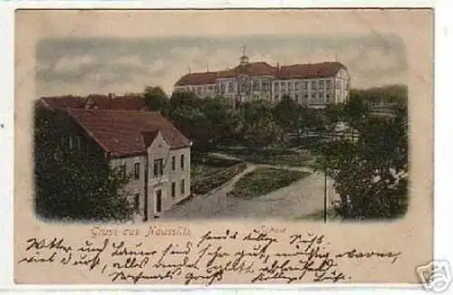 00007 Ak Gruss aus Nauslitz Schule 1903