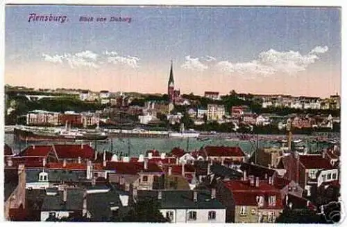 00120 Ak Flensburg Blick von Duburg 1923