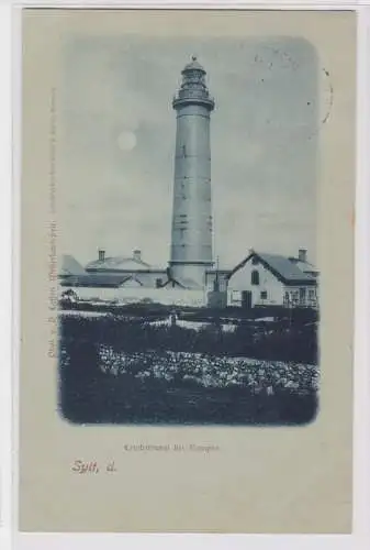 94311 Mondscheinkarte Sylt Leuchtturm bei Kampen 1900