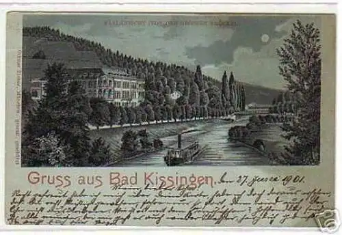 00005 Mondscheinkarte Gruss aus Bad Kissingen 1901