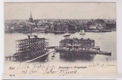 90662 Ak Kiel Panorama und Kriegshafen 1905