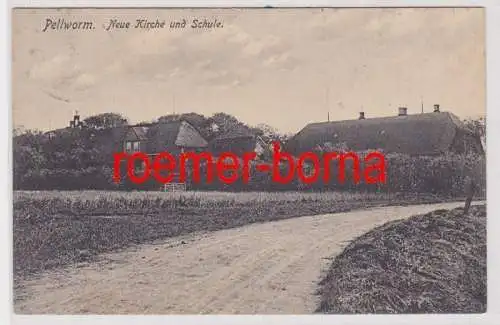 85774 Ak Pellworm Neue Kirche und Schule 1910