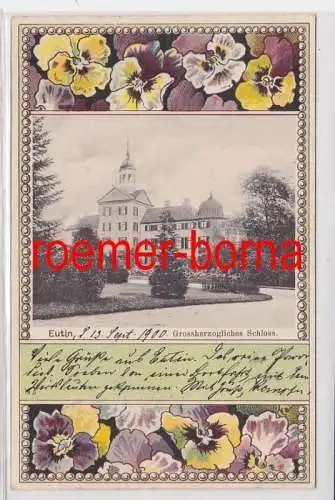 86133 Ak mit Stiefmütterchen Eutin Grossherzogliches Schloss 1900