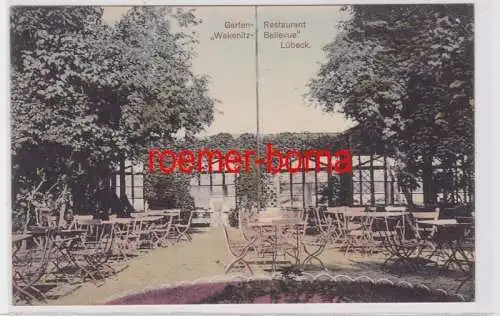 84722 Feldpost Ak Lübeck Gartenrestaurant 'Wakenitz-Bellevue' 1915