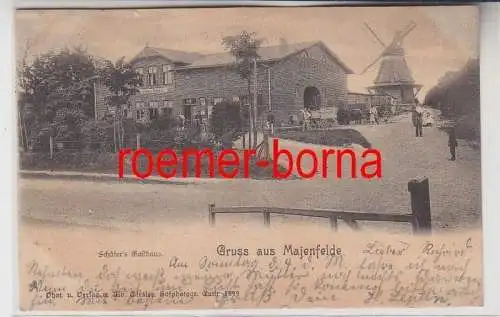 79870 Ak Gruß aus Maienfelde Schäfers Gasthaus und Windmühle 1904