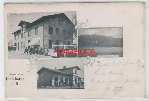 78346 Mehrbild Ak Gruss aus Bockhorst i.H. Restaurant, Bahnhof Mühlenteich 1901