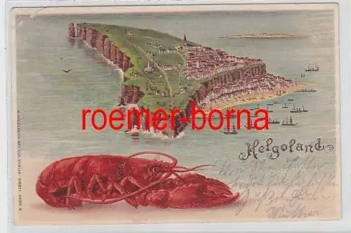 78724 Ak Lithographie Helgoland Totalansicht und Hummer 1905