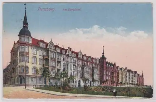 75158 AK Flensburg - Am Burgfried, Straßenpromenade mit Stadtvillen 1924