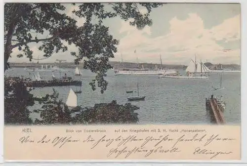 69989 Ak Kiel Blick von Düsternbrock auf den Kriegshafen S.M. Yacht Hohenzollern