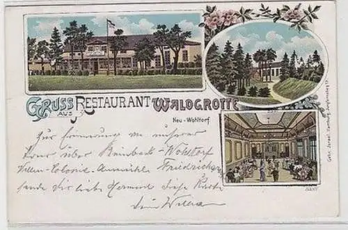 63683 Ak Lithographie Gruß aus Restaurant Waldgrotte Neu-Wohltorf 1904