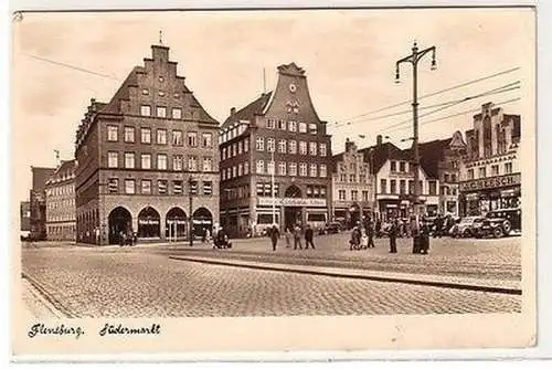 61920 Feldpost Ak Flensburg Südermarkt mit Geschäften 1942