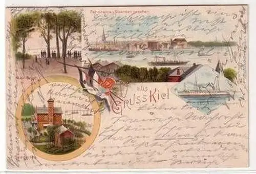 57959 Ak Lithographie Gruß aus Kiel 1901