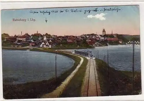 53921 Ak Ratzeburg in Lbg. Eisenbahnlinie mit Lokomotive 1919