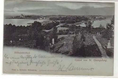 54105 Mondscheinkarte Gruß von St. Georgsberg Militärfriedhof 1900