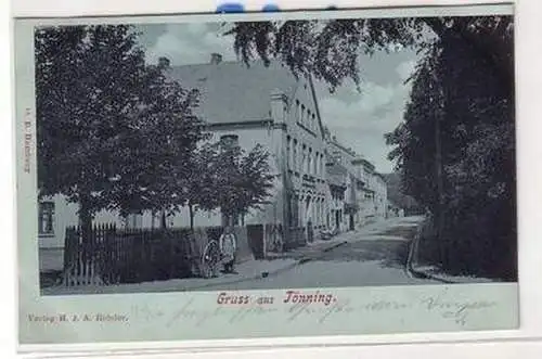 53513 Mondscheinkarte Gruß aus Tönning Strassenansicht 1900