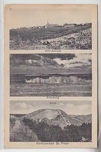 51037 Mehrbild Ak Nordseebad St. Peter Brandung, Düne, Dorf-Ansicht 1925