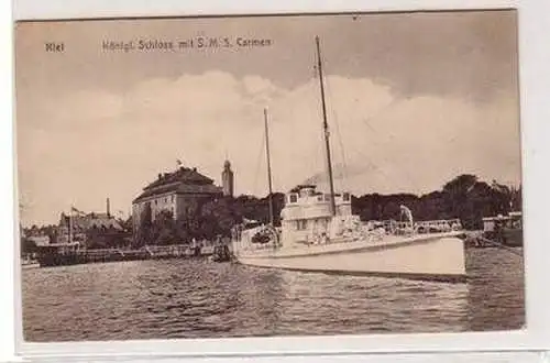 51661 Ak Kiel Königl. Schloss mit S.M.S. Carmen 1918