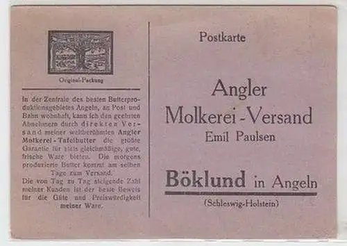 48682 Reklame Ak Angler Molkerei Versand Böklund in Angeln um 1920