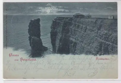 41081 Mondscheinkarte Gruß aus Helgoland Nordspitze 1898