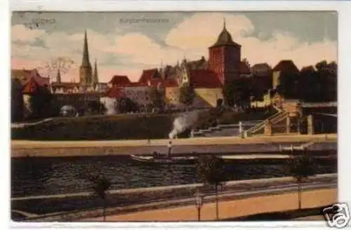 34336 Ak Lübeck Burgtor-Panorama 1915