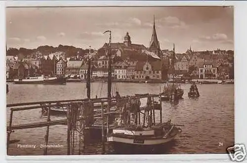 32811 Ak Flensburg Binnenhafen mit Schiffen 1931