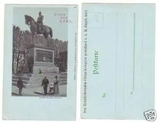 24665 Ak Gruß aus Kiele Kaiser Wilhelm Denkmal um 1900