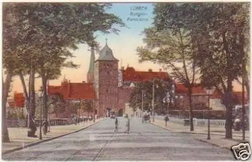 20763 Ak Lübeck Burgtor Panorama um 1930