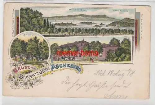 18589 Ak Lithographie Gruss vom Bahnhofs-Hotel Ascheberg 1898