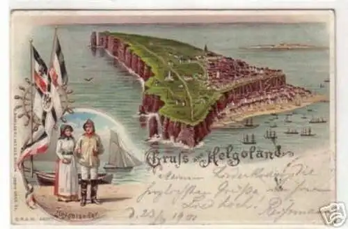 08973 Ak Lithographie Gruß aus Helgoland 1901