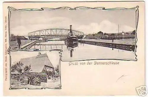 09692 Ak Gruß von der Donnerschleuse Neu Lankau 1905