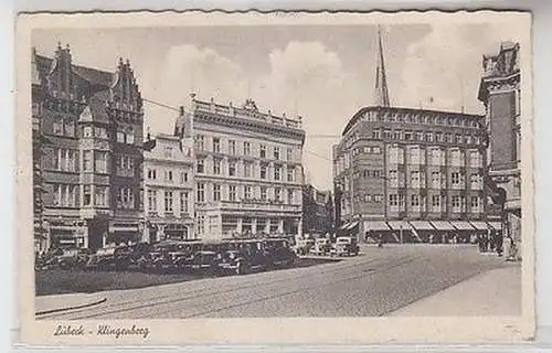 08839 Ak Lübeck Klingenberg mit PKW Parkplatz 1938