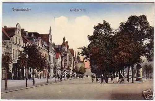 07746 Ak Neumünster Groflecken mit Litfaßsäule um 1910