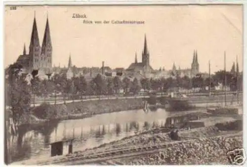 08716 Ak Lübeck Blick von der Catharinenstraße 1908