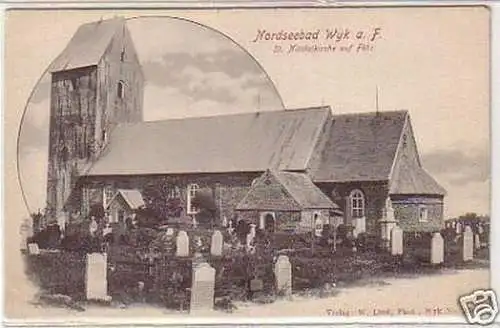 08582 Ak Wyk auf Föhr St. Nicolaikirche um 1900