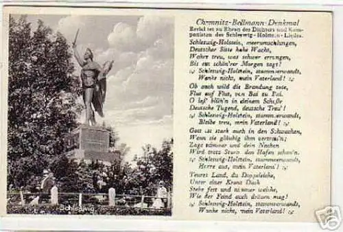 08539 Ak Schleswig Chemnitz Bellmann Denkmal um 1930