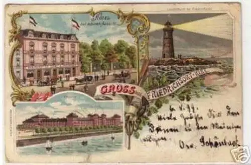 06563 Ak Lithographie Gruß aus Friedrichsort Kiel 1899