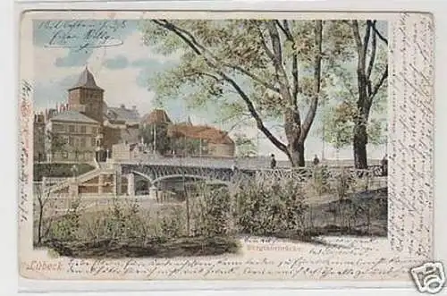 05335 Ak Lübeck Burgthorbrücke 1906