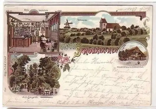 03944 Ak Lithographie Gruß aus Schönkirchen 1901