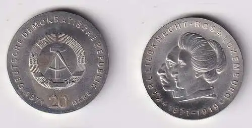 DDR Gedenk Münze 20 Mark Liebknecht Luxemburg 1971 Silber (144829)