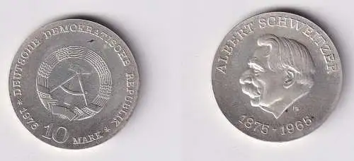 DDR Gedenk Silber Münze 10 Mark Albert Schweitzer 1975 Stgl. (153926)